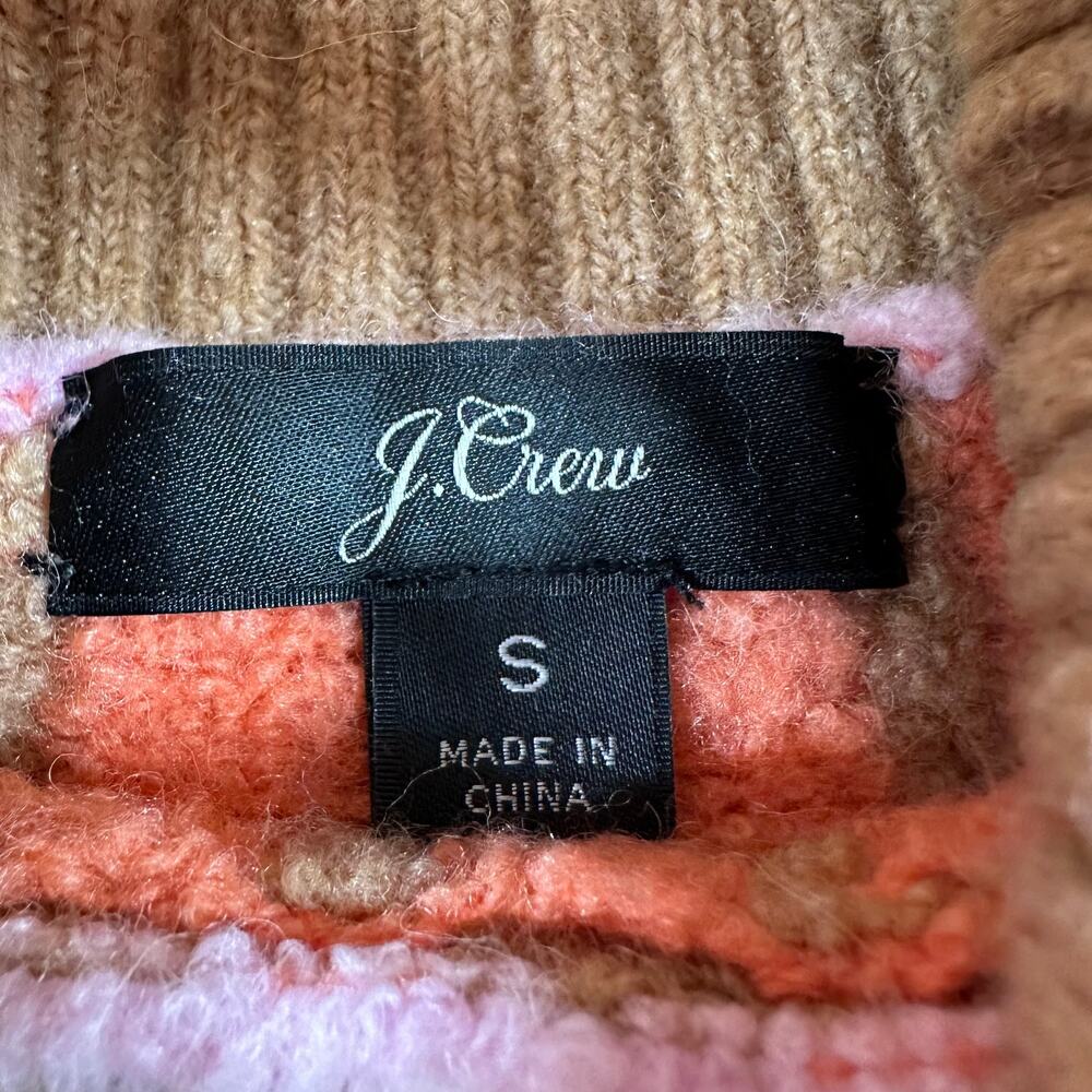J.Crew Sweater Womens Small Pink Fair Isle Turtleneck Supersoft Yarn Wool Alpaca - Picture 5 of 8